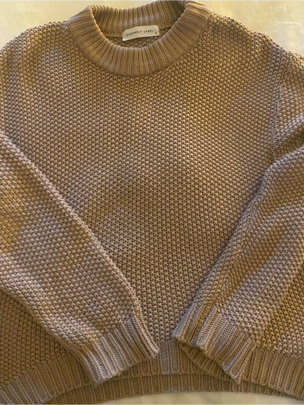 Assembly Label Taupe Crewneck Knit Sweater